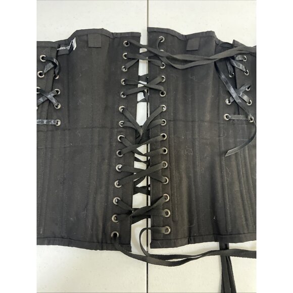 Timeless Trends Black Lace Up Wool OverBust Corset Hourglass Silhouette 28 M - Picture 5 of 11